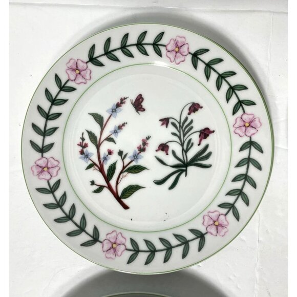 Vintage I. Godinger & Co. Porcelain Salad Dessert Plates Set Of 6 Botanical Drag - Picture 3 of 8
